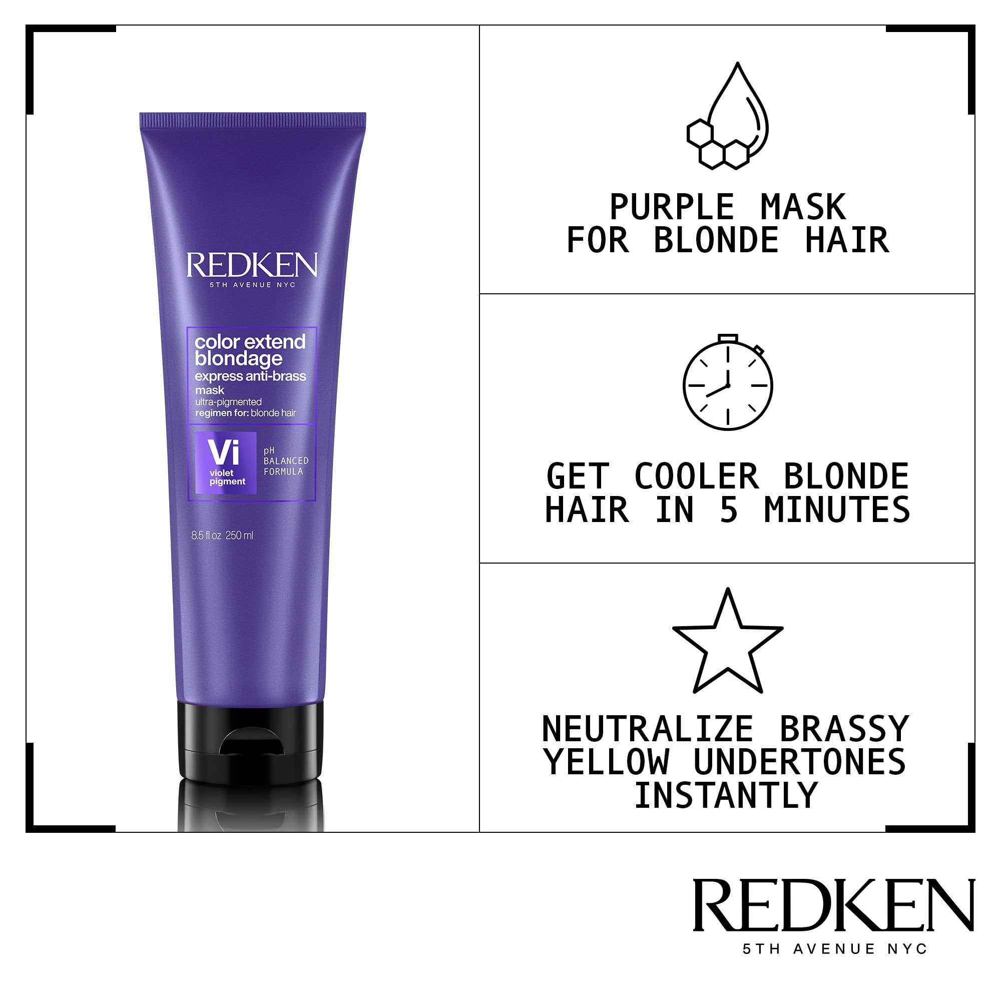 Redken Color Extend Blondage Express Anti Brass Purple Hair Mask 250ml - Salon Warehouse