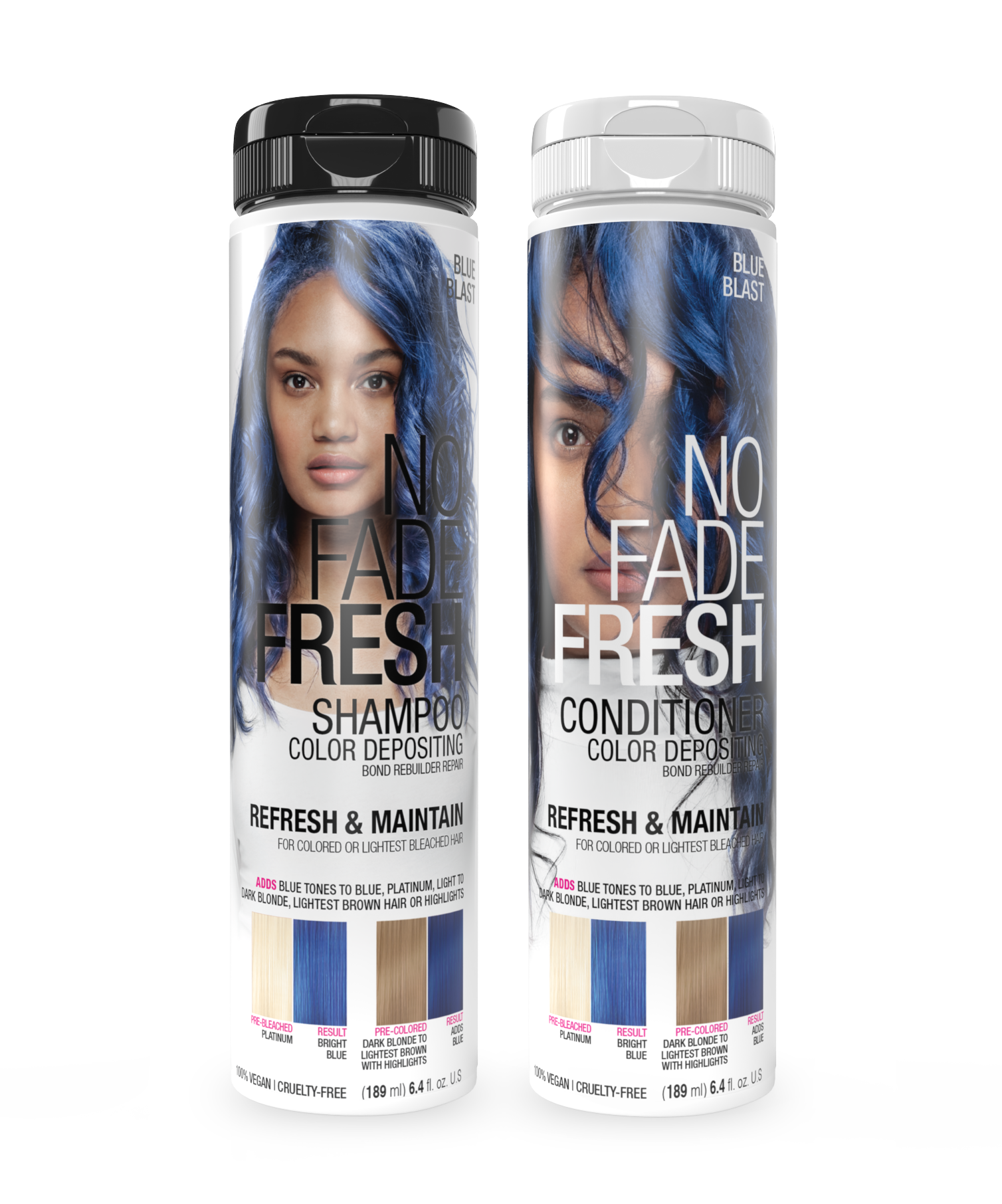 No Fade Fresh Semi Permanent Colour Depositing Shampoo & Conditioner Duo Blue Blast 189ml