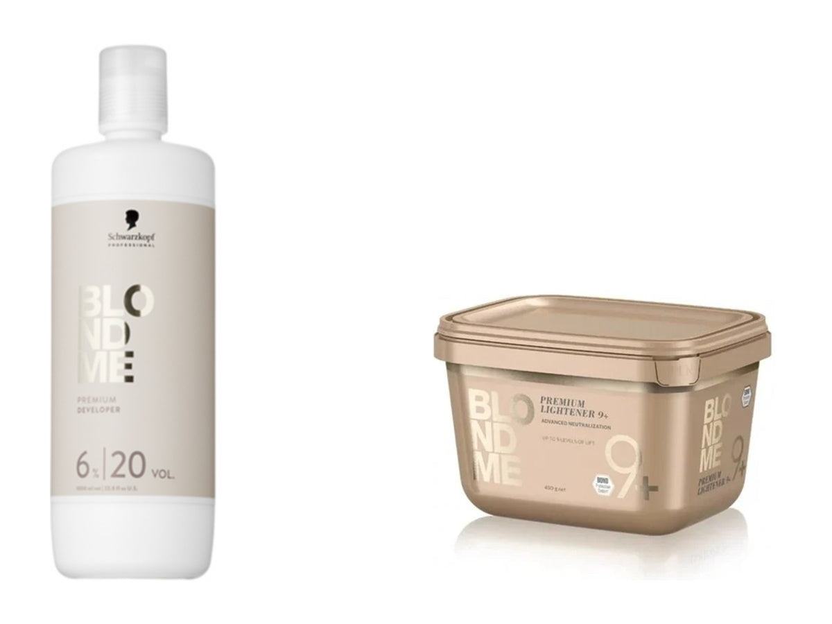 Schwarzkopf Professional Blondme Premium Developer 6%- 20Vol 900ml & Premium Lightener 450g Duo
