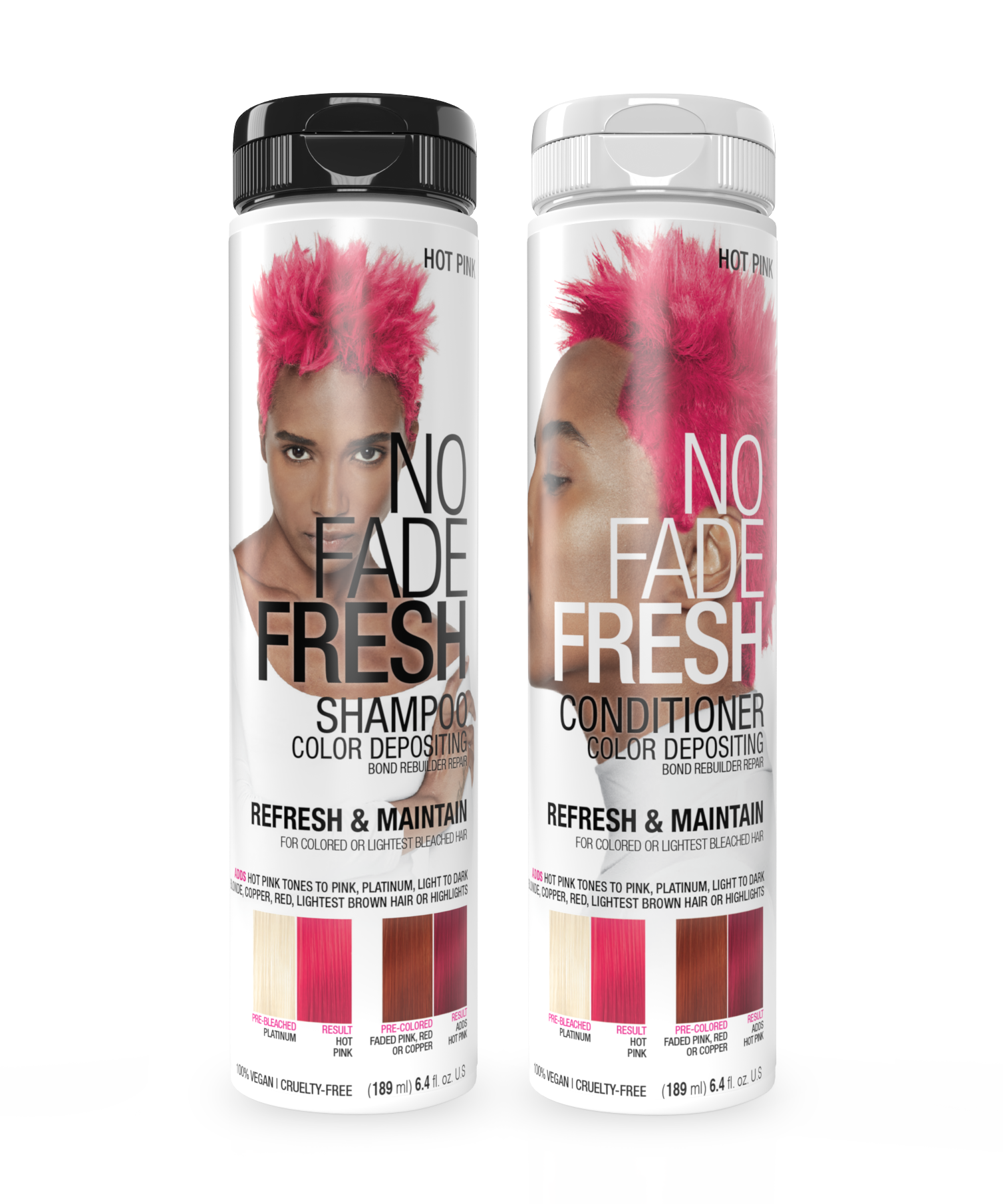 No Fade Fresh Semi Permanent Colour Depositing Shampoo & Conditioner Duo Hot Pink 189ml