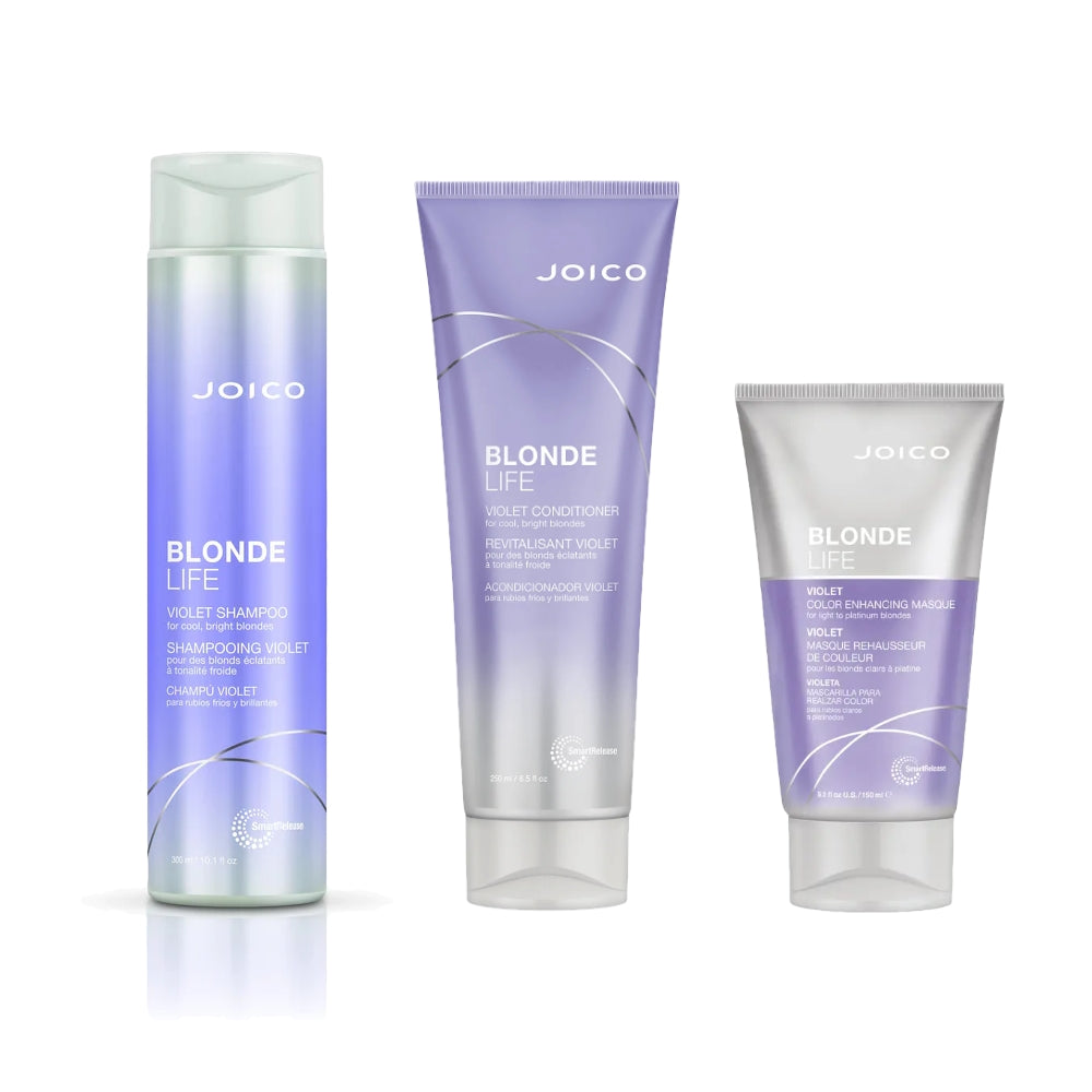 Joico Blonde Life Violet Shampoo, Conditioner & Color Enhancing Masque Trio - Salon Warehouse