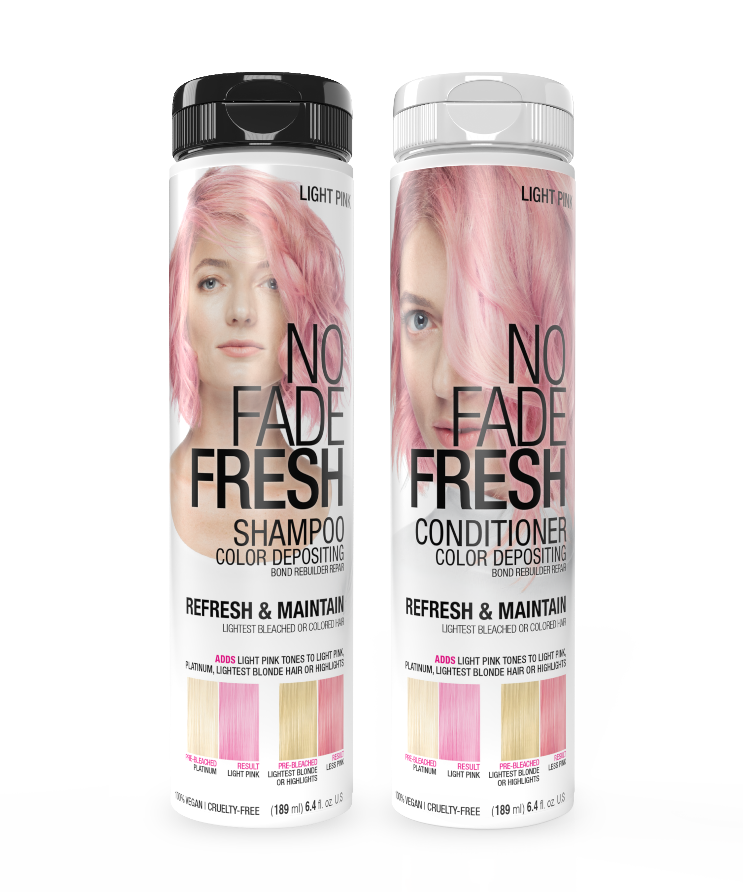 No Fade Fresh Semi Permanent Colour Depositing Shampoo & Conditioner Duo Light Pink 189ml