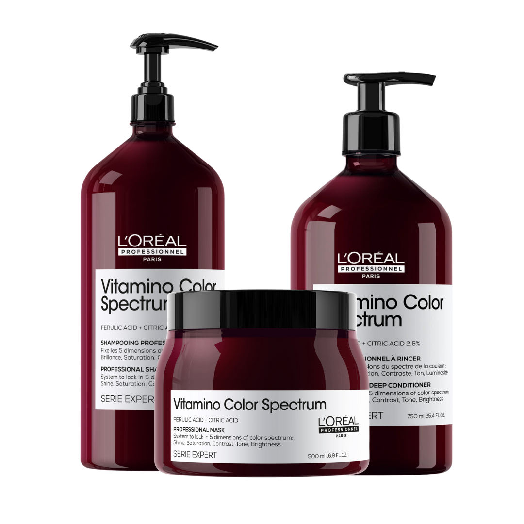 L'Oréal Professionnel Vitamino Color Spectrum Shampoo 1500ml, Vitamino Color Spectrum Conditioner 750ml & Vitamino Color Spectrum Mask 500ml Trio