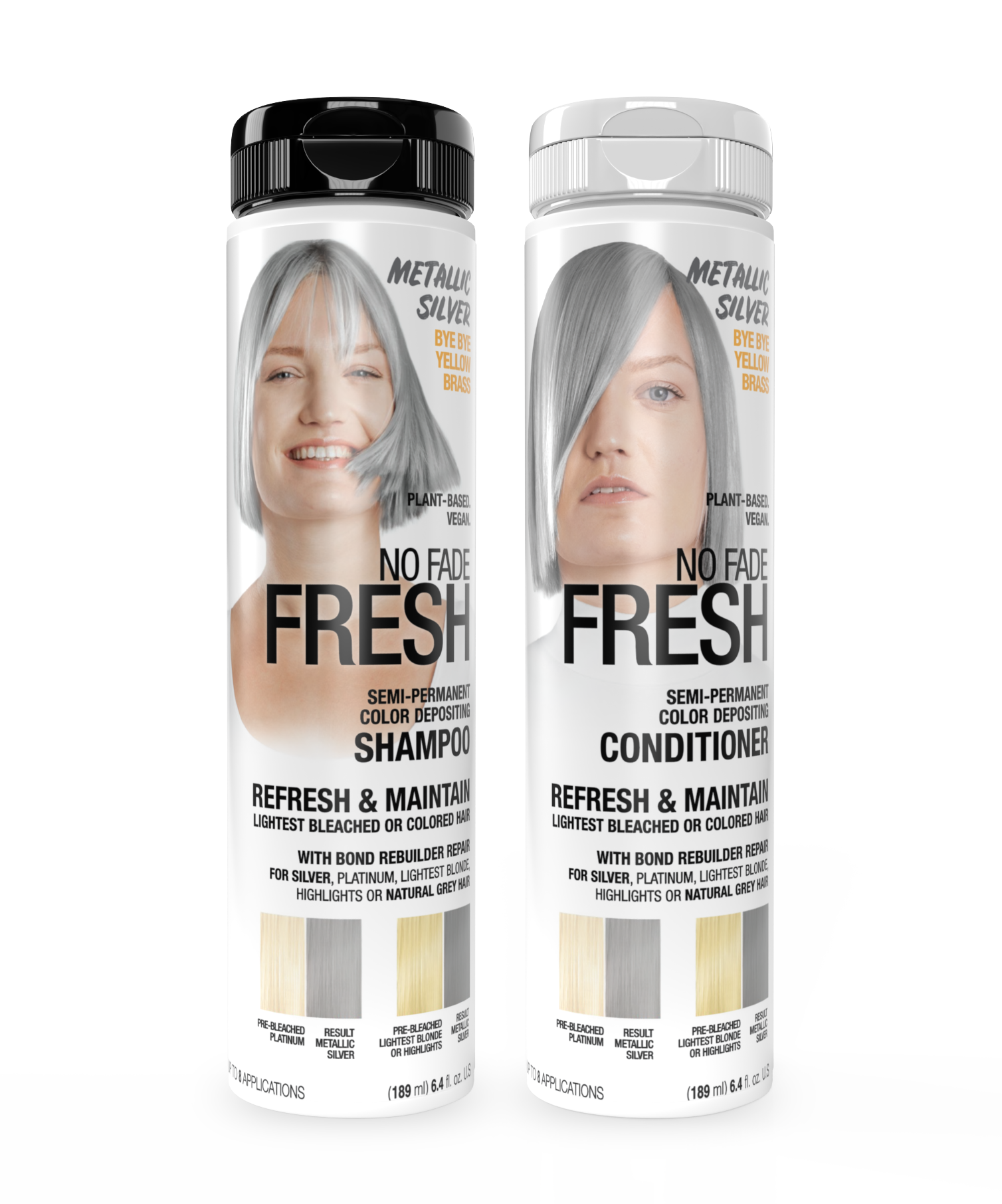No Fade Fresh Semi Permanent Colour Depositing Shampoo & Conditioner Duo Metallic Silver 189ml