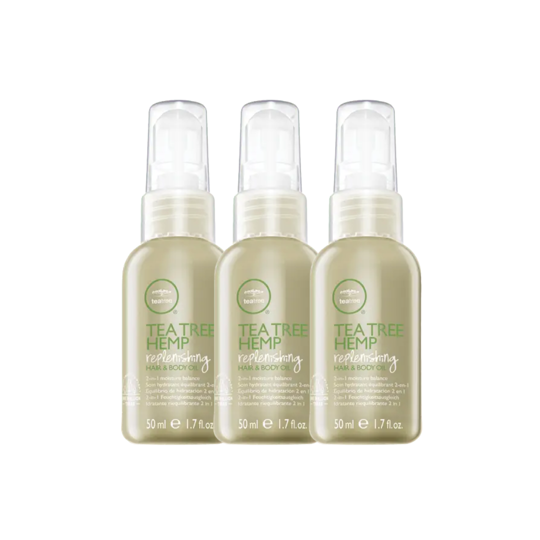Paul Mitchell Tea Tree Hemp Replenishing Hair And Body Oil 50ml Trio