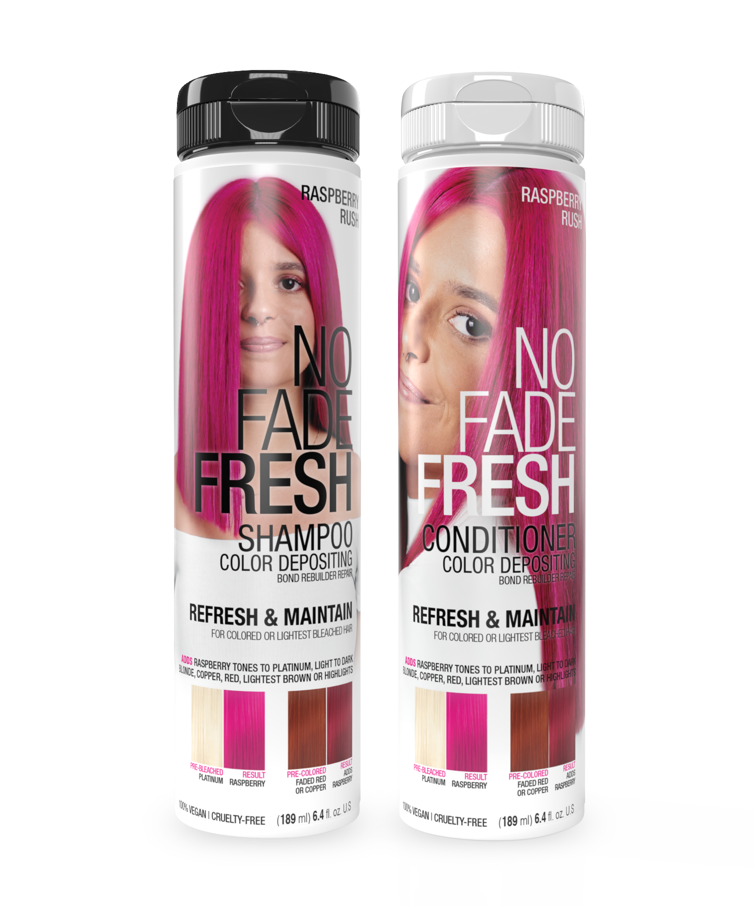 No Fade Fresh Semi Permanent Colour Depositing Shampoo & Conditioner Duo Raspberry Rush 189ml
