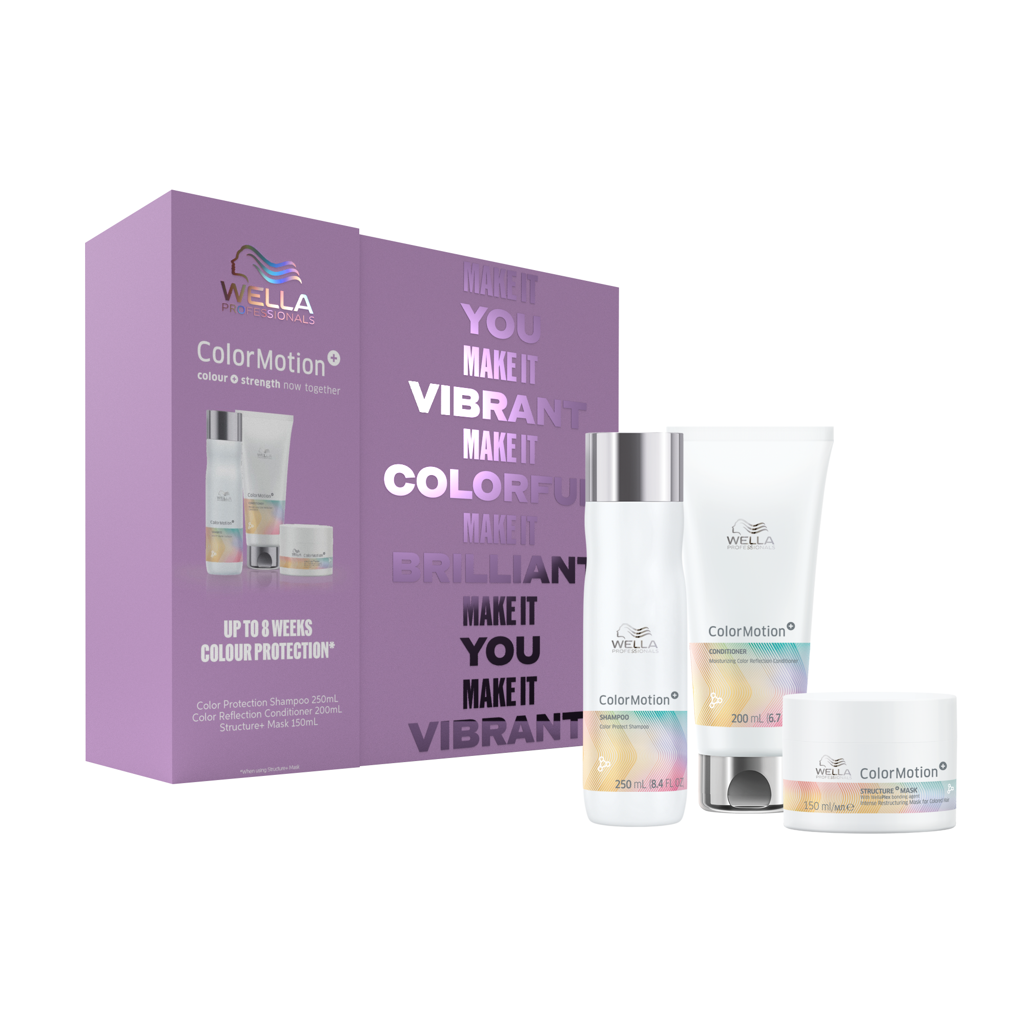 Wella ColorMotion+ Trio Gift Pack - Shampoo 250ml, Conditioner 200ml, Mask 150ml