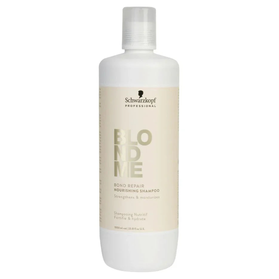 Schwarzkopf Professional Blondme Bond Repair Nourishing 1000ml Shampoo, Conditioner & 500ml Deep Repair mask Trio - Salon Warehouse 