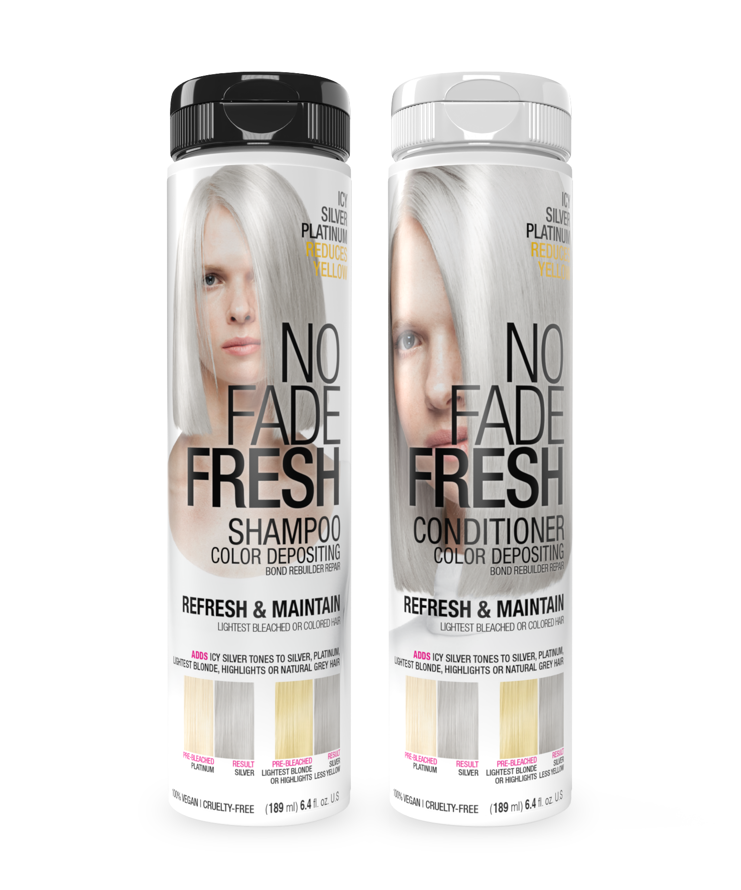 No Fade Fresh Semi Permanent Colour Depositing Shampoo & Conditioner Duo Icy Silver Platinum Blonde 189ml