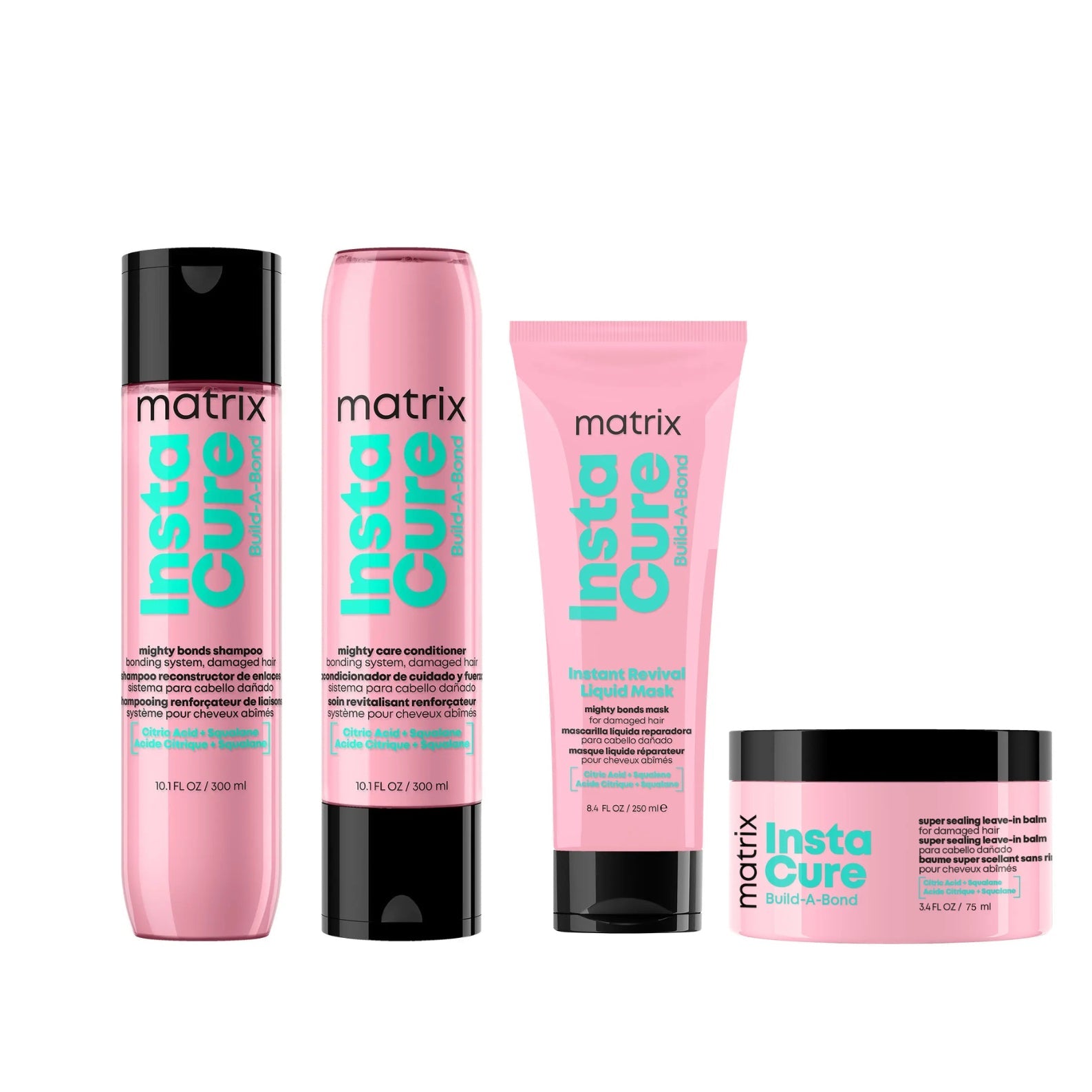 Matrix Instacure Build-A-Bond Shampoo, Conditioner, Liquid Mask & Leave-In Balm Quad