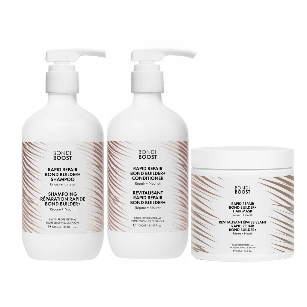 Bondi Boost Rapid Repair Bond Builder Shampoo, Conditioner 1000ml & Mask 500ml Trio - Salon Warehouse