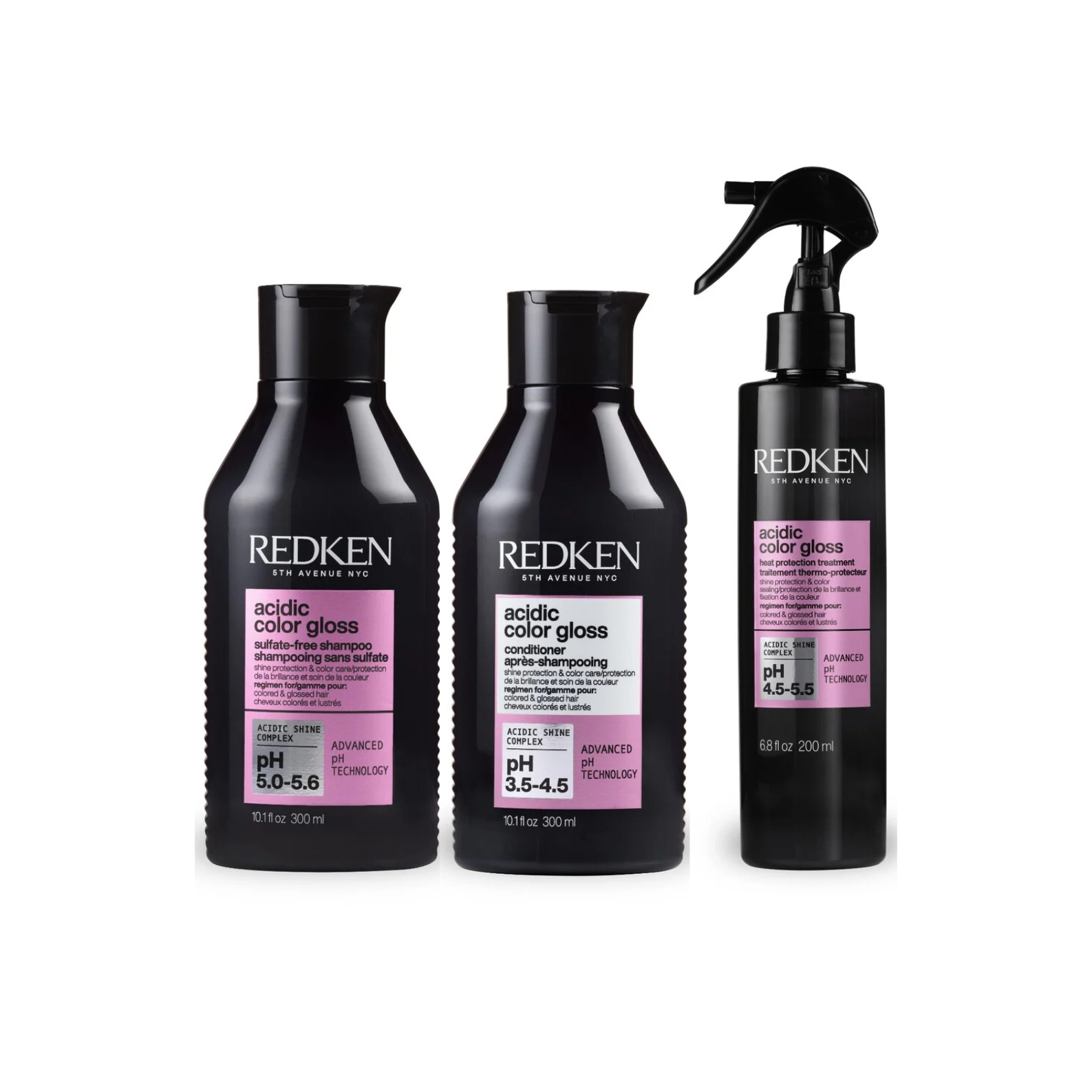 Acidic Color Gloss Shampoo, Conditioner & Heat Protectant Trio - Salon Warehouse