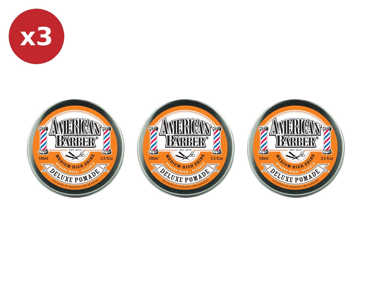 American Barber Deluxe Pomade 100ml 3 Pack