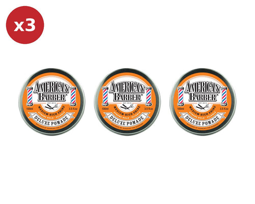 American Barber Deluxe Pomade 100ml 3 Pack