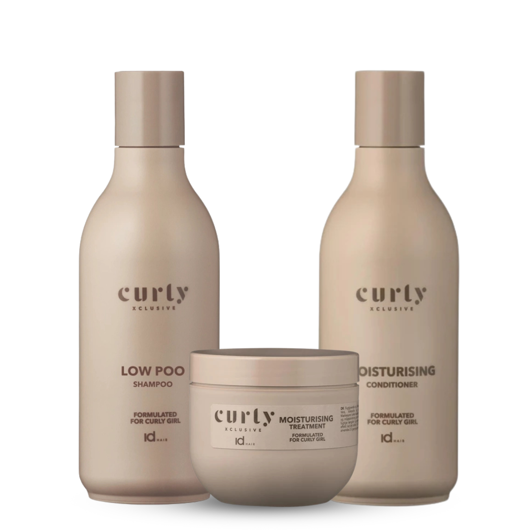 idHAIR Curly Xclusive Low Poo Shampoo & Moisture Conditioner 250ml + Moisture Treatment 200ml Trio