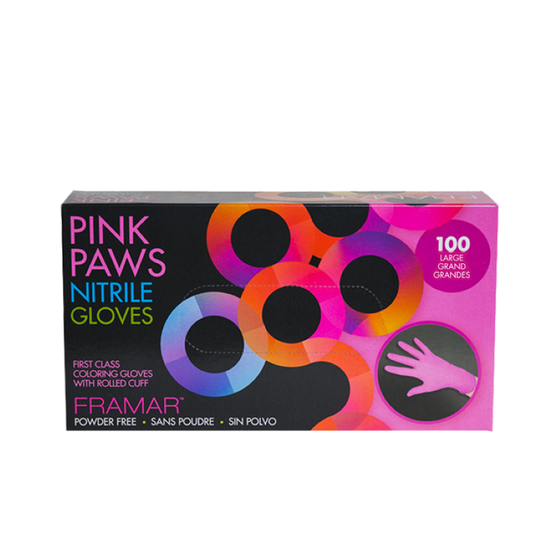Framar Pink Paws Nitrile Gloves - Salon Warehouse
