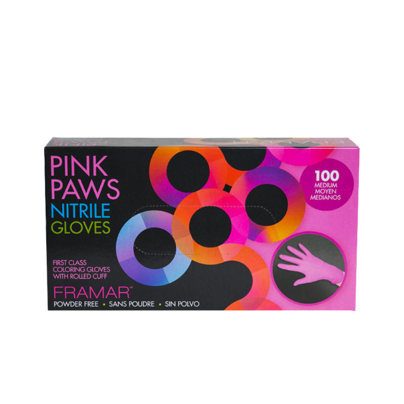 Framar Pink Paws Nitrile Gloves - Salon Warehouse