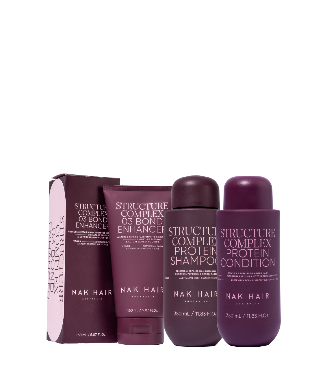 NAK Signature Structure Complex Protein Shampoo & Conditioner 350ml + Structure Complex No.3 Bond Enhancer 150ml Trio NEW