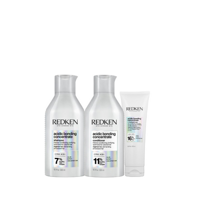 Redken Acidic Bonding Concentrate Shampoo 300ml, Conditioner 300ml & 5-Minute Mask 250ml Trio