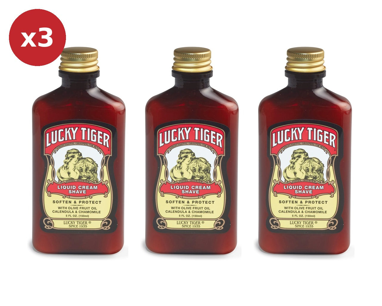 Lucky Tiger Liquid Cream Shave 150ml 3 Pack