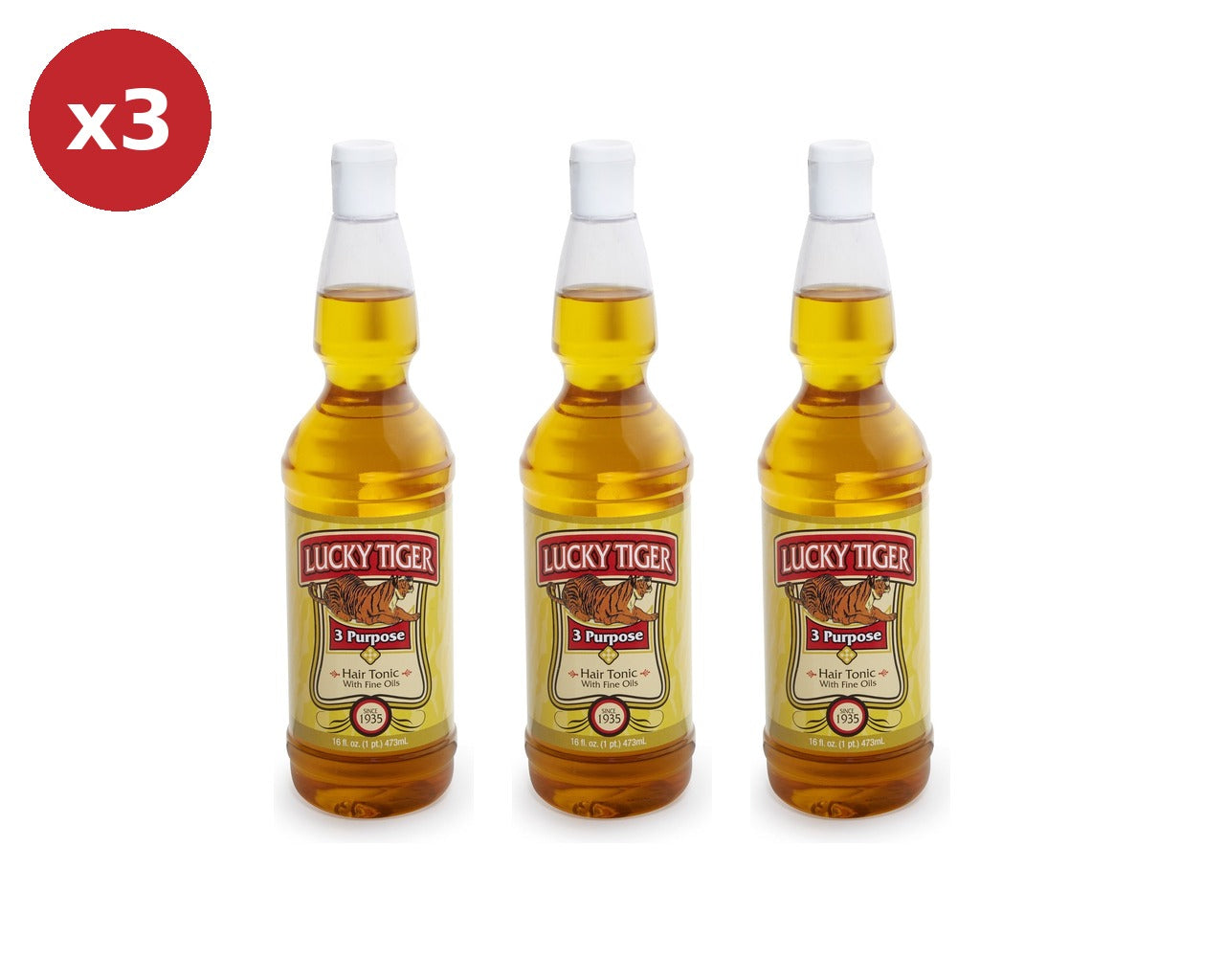 Lucky Tiger 3 Purpose Hair Tonic 473ml 3 Pack