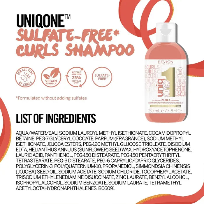 Revlon Professional UniqOne All In One Curls Shampoo 230ml - Salon Warehouse